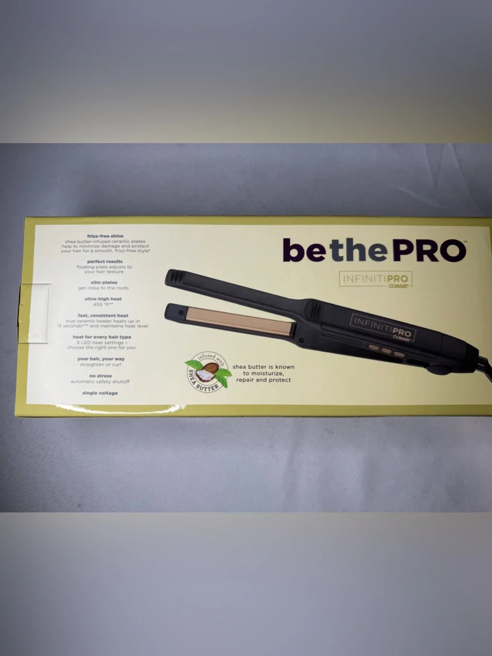 InfinitiPRO by Conair Ultra-High Heat Shea Butter Infused Flat Iron 0.5” NEW!